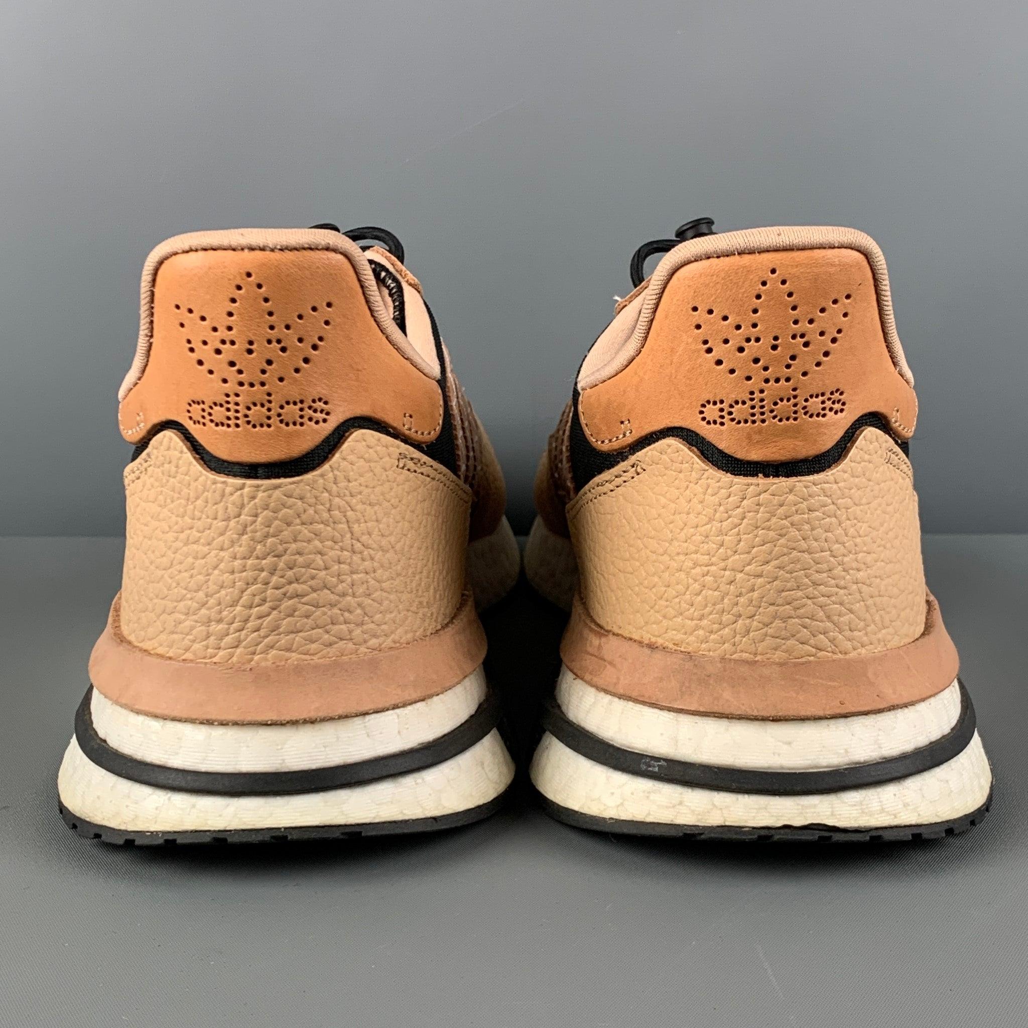 ADIDAS x HENDER SCHEME Size 10.5 Tan Black Leather Lace Up Sneakers For Sale 1