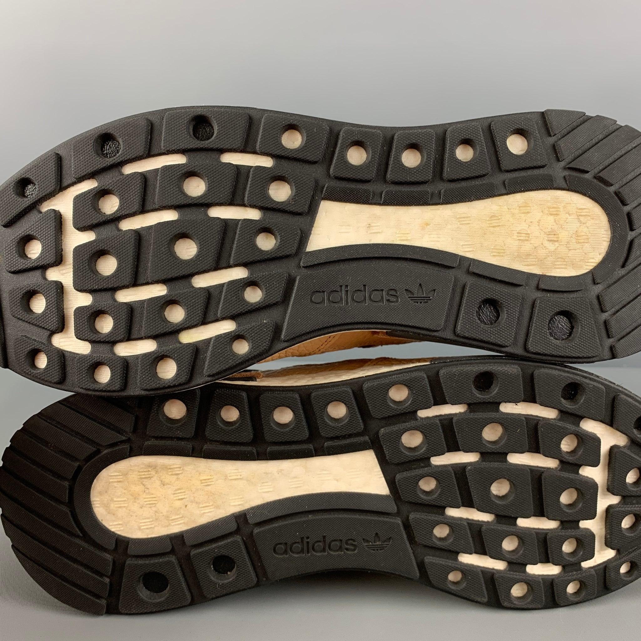 ADIDAS x HENDER SCHEME Größe 10.5 Tan Schwarze Leder-Sneakers mit Schnürung im Angebot 3