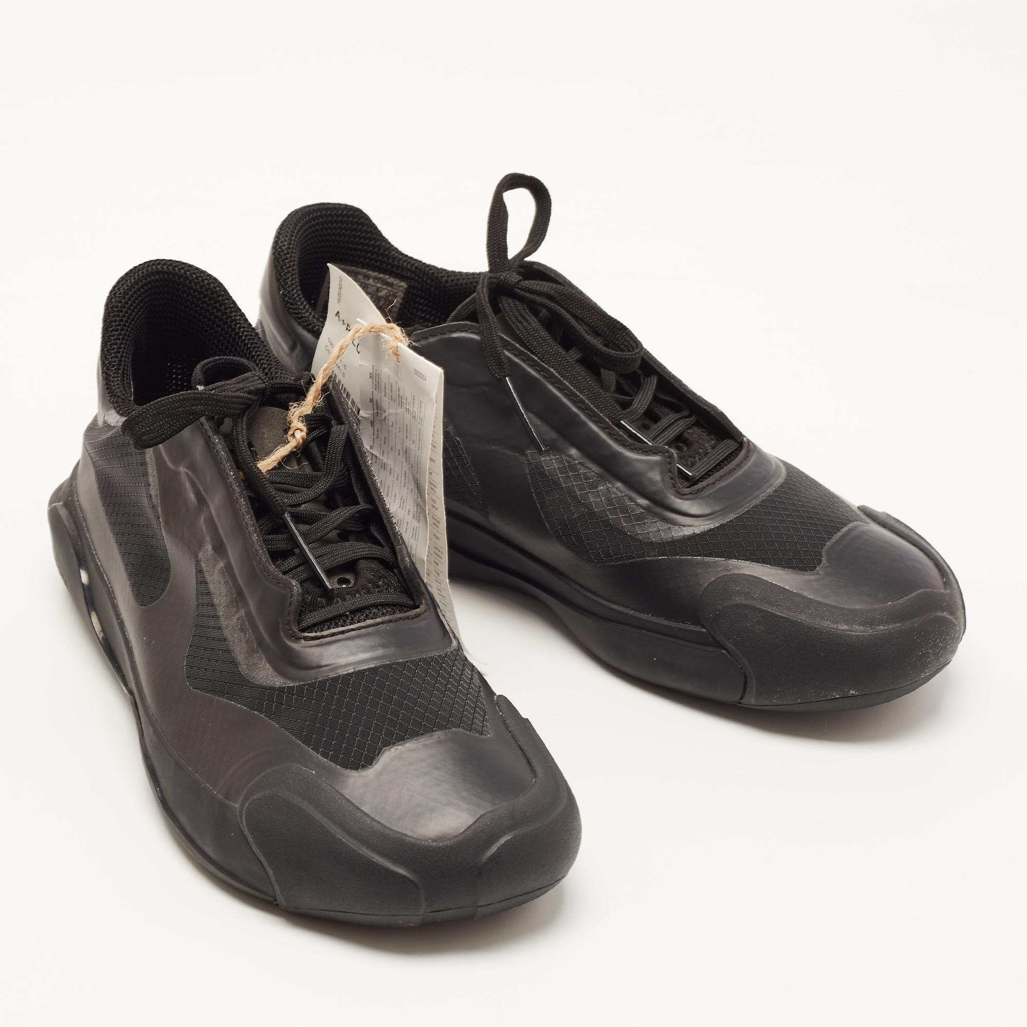 Adidas x Prada Black Mesh A+P Luna Sneakers Size 36 2/3 In New Condition For Sale In Dubai, Al Qouz 2