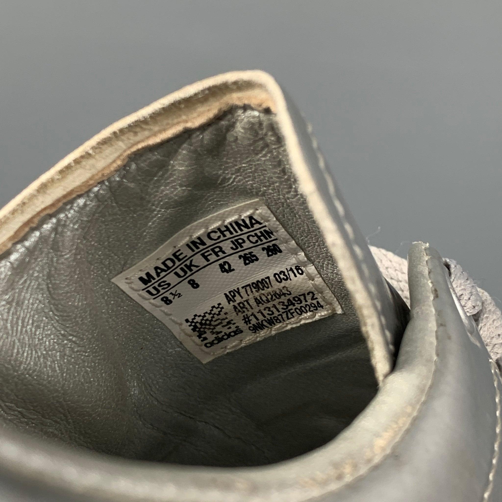 ADIDAS x RAF SIMONS Size 8.5 Silver Metallic Leather Low Top Sneakers 3