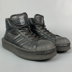 ADIDAS X RICK OWENS AW 2016 Size 10 Black Leather High Top Mastodon Sneakers