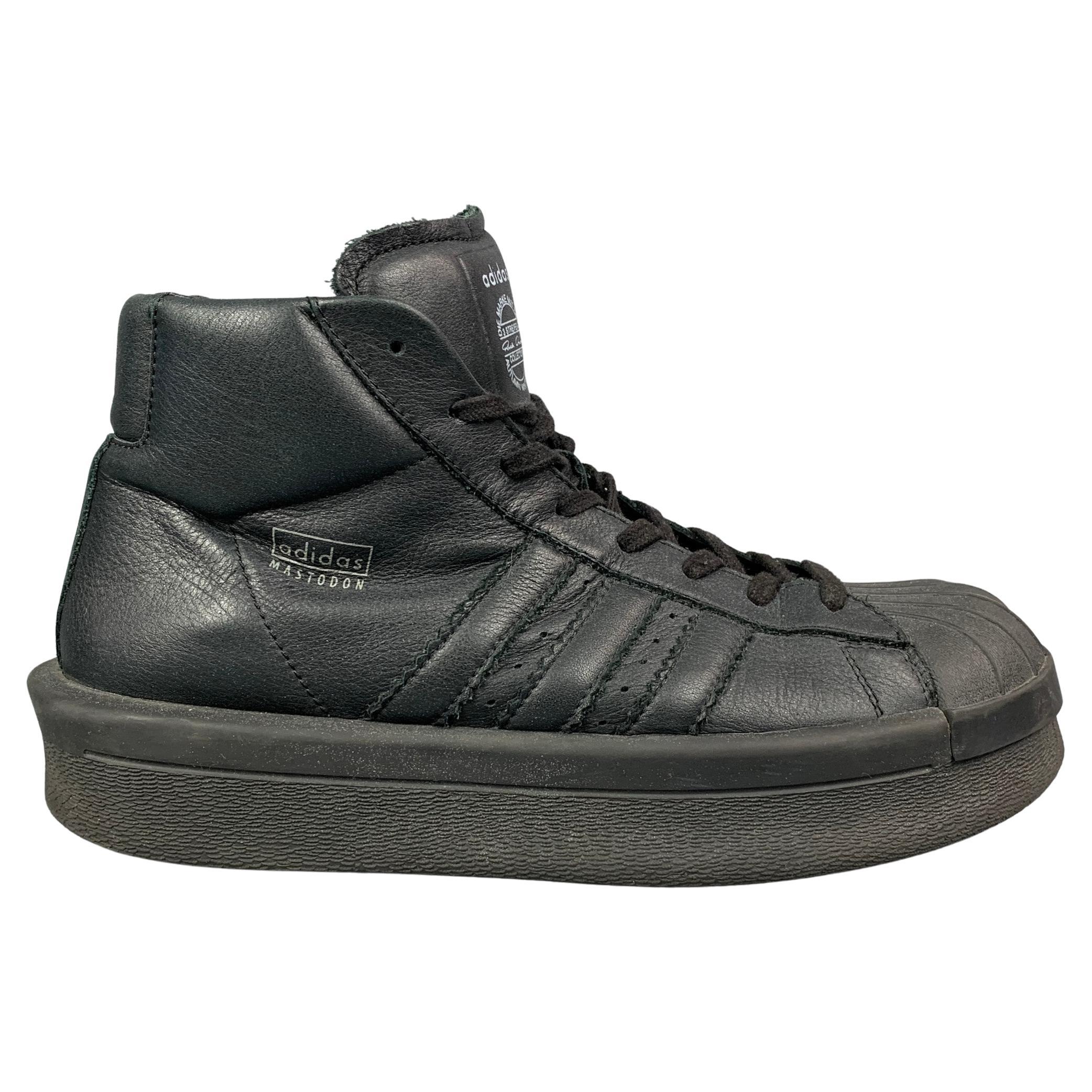 ADIDAS X RICK OWENS AW 2016 Size 10 Black Leather High Top Mastodon Sneakers  For Sale at 1stDibs