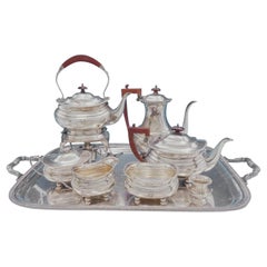 Adie Brothers English Sterling Silver Tea Set 7-Piece with Tray George II Style