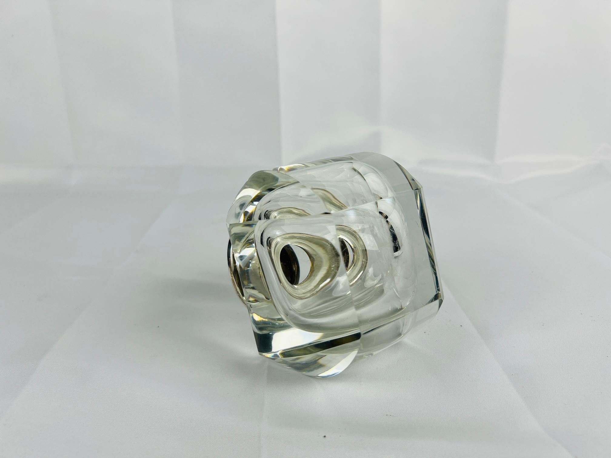 Pot ou encrier de toilette Adie Brothers Ltd, en argent sterling et cristal, vers 1955 Bon état - En vente à Atlanta, GA