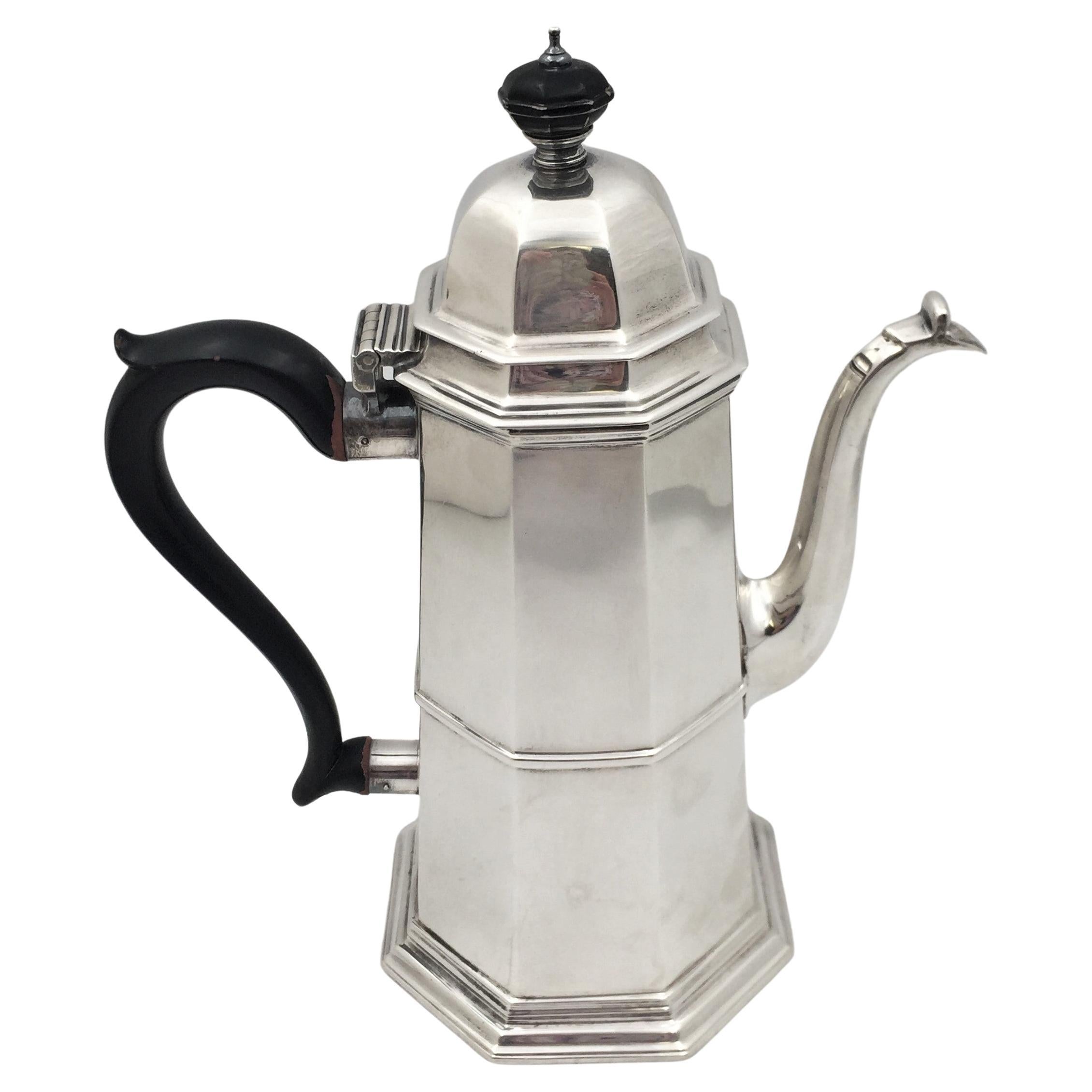 Adie English Sterling Silver 1954 Lighthouse Coffee Pot in Queen Anne Style For Sale