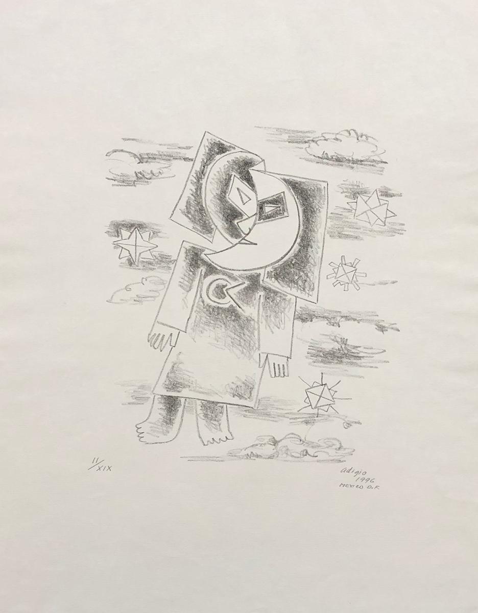 Adigio Benítez, ¨Cara de Luna¨, 1996, Litografía, 26,4x20,1 pulg. - Print de Adigio Benitez