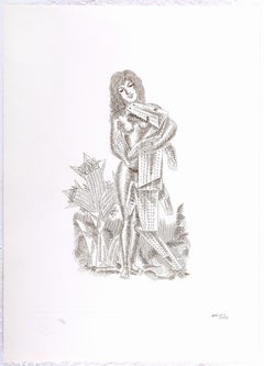 Adigio Benitez, ¨Mulata y lagarto¨, 2003, Etching, 25.6x18.3 in