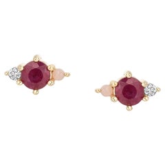 Adina Reyter Amalfi Ruby + Diamond + Pink Opal Trio Posts