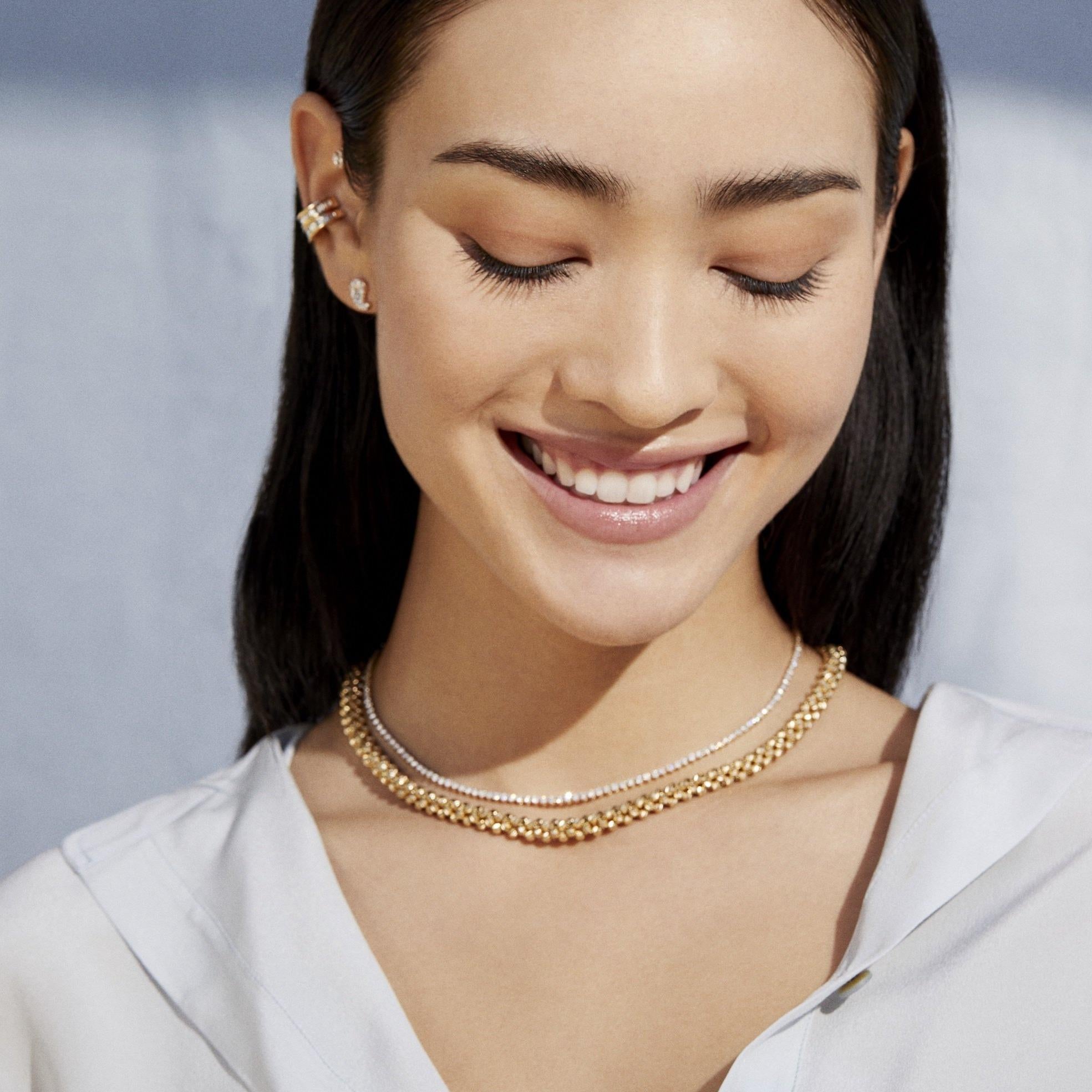 Adina Reyter Chunky Kette Halskette mit Diamantschliff -Y14 für Damen oder Herren