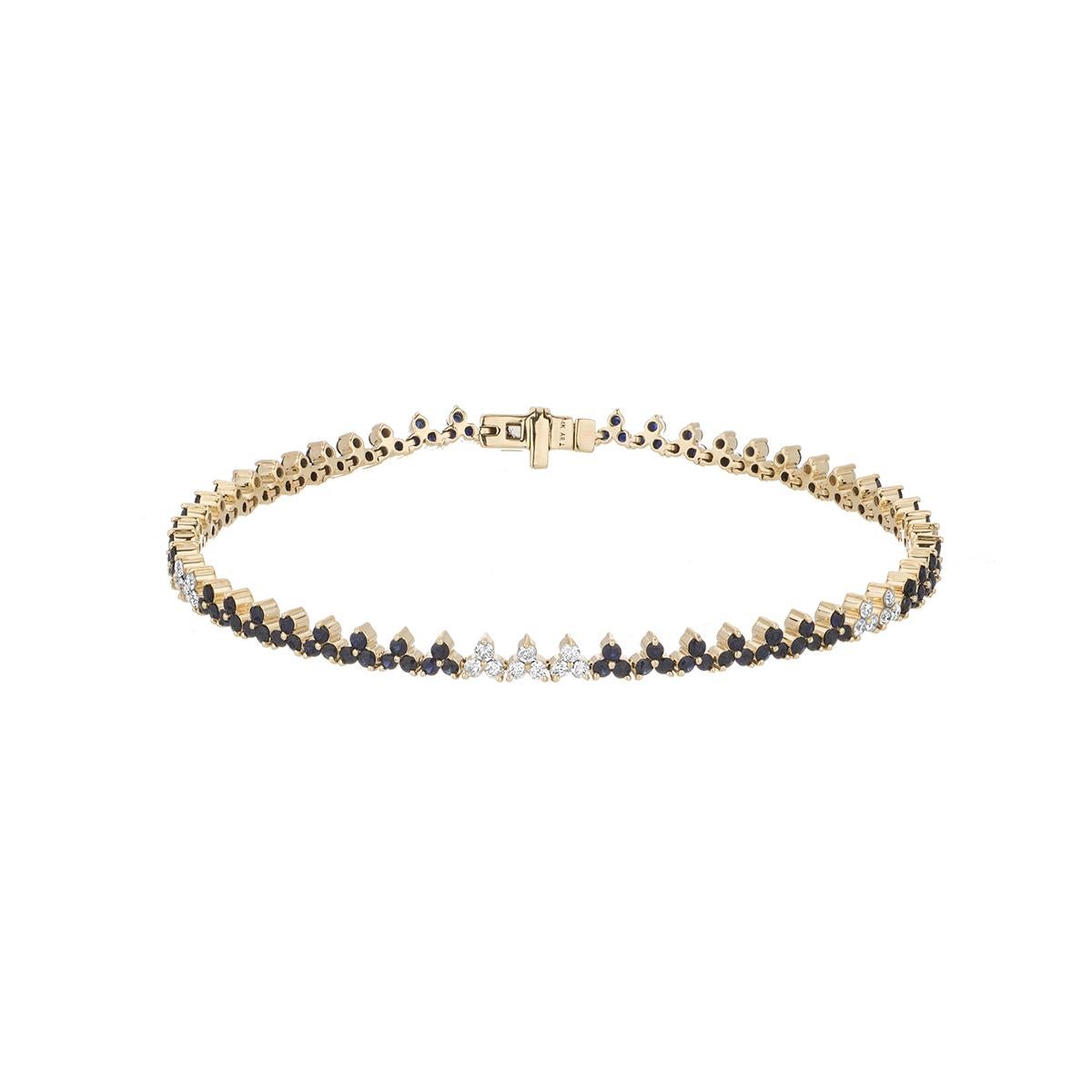 Adina Reyter Diana Saphir + Diamant Cluster-Tennisarmband - Y14 7