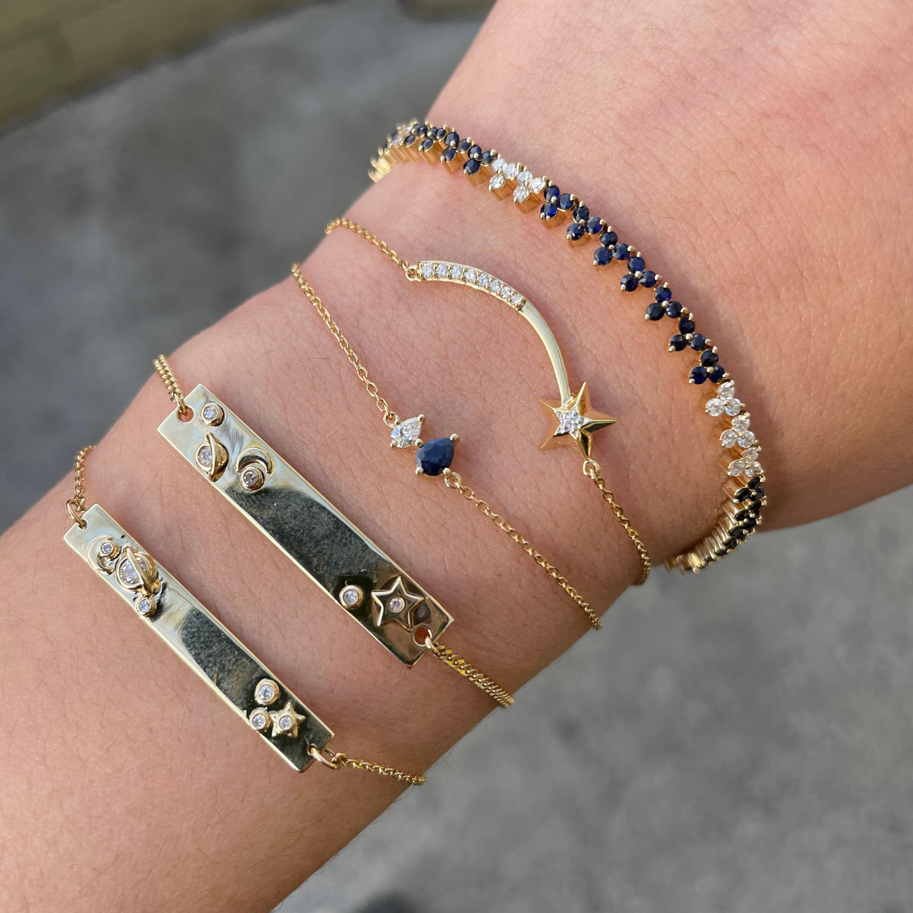 Adina Reyter Diana Saphir + Diamant Cluster-Tennisarmband - Y14 7