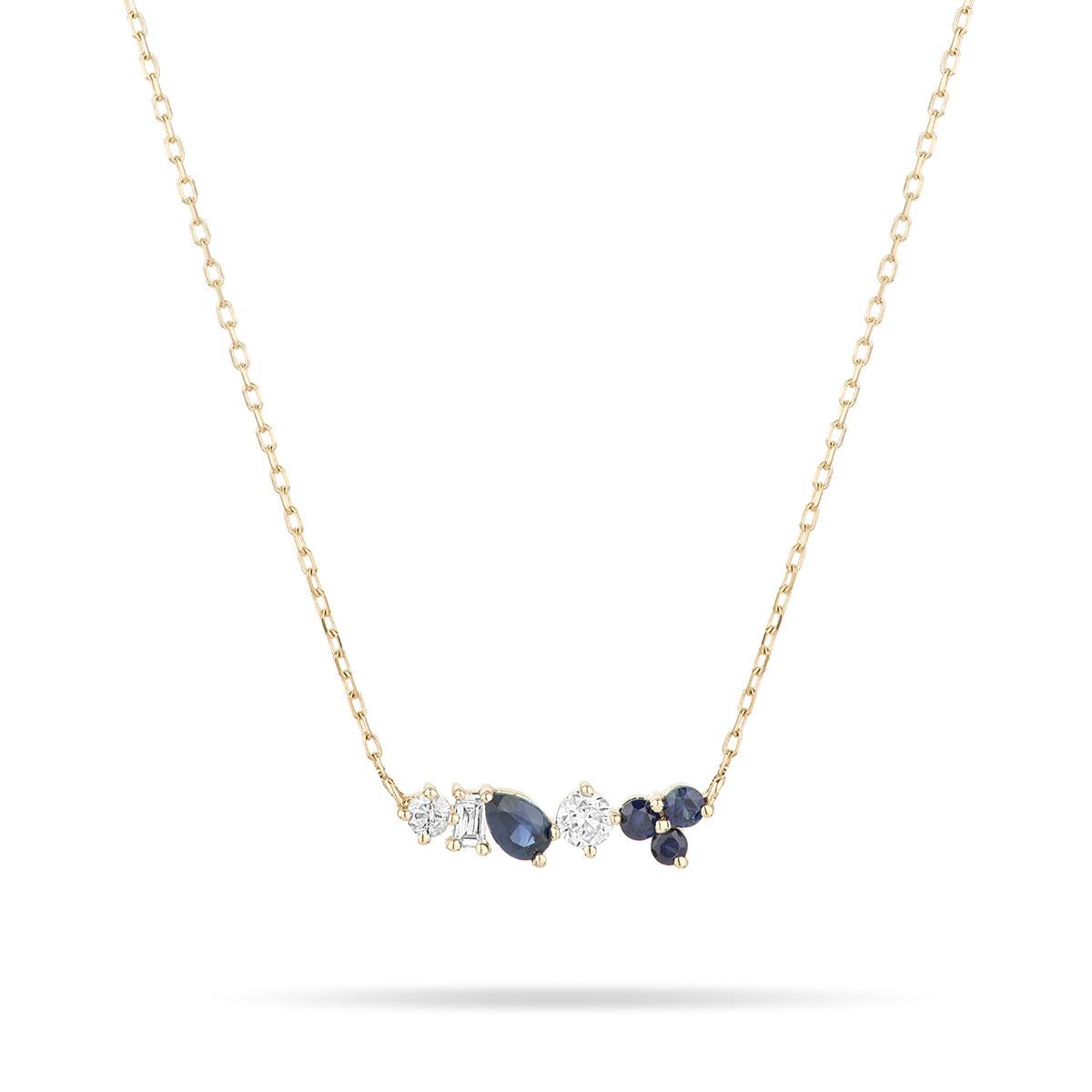 Adina Reyter Diana Sapphire + Diamond Scattered Necklace - Y14

A unique mix of royal blue sapphires and brilliant white diamonds that sit together in a perfect row.

The Diana Sapphire + Diamond Scattered Necklace features a 14k yellow gold chain