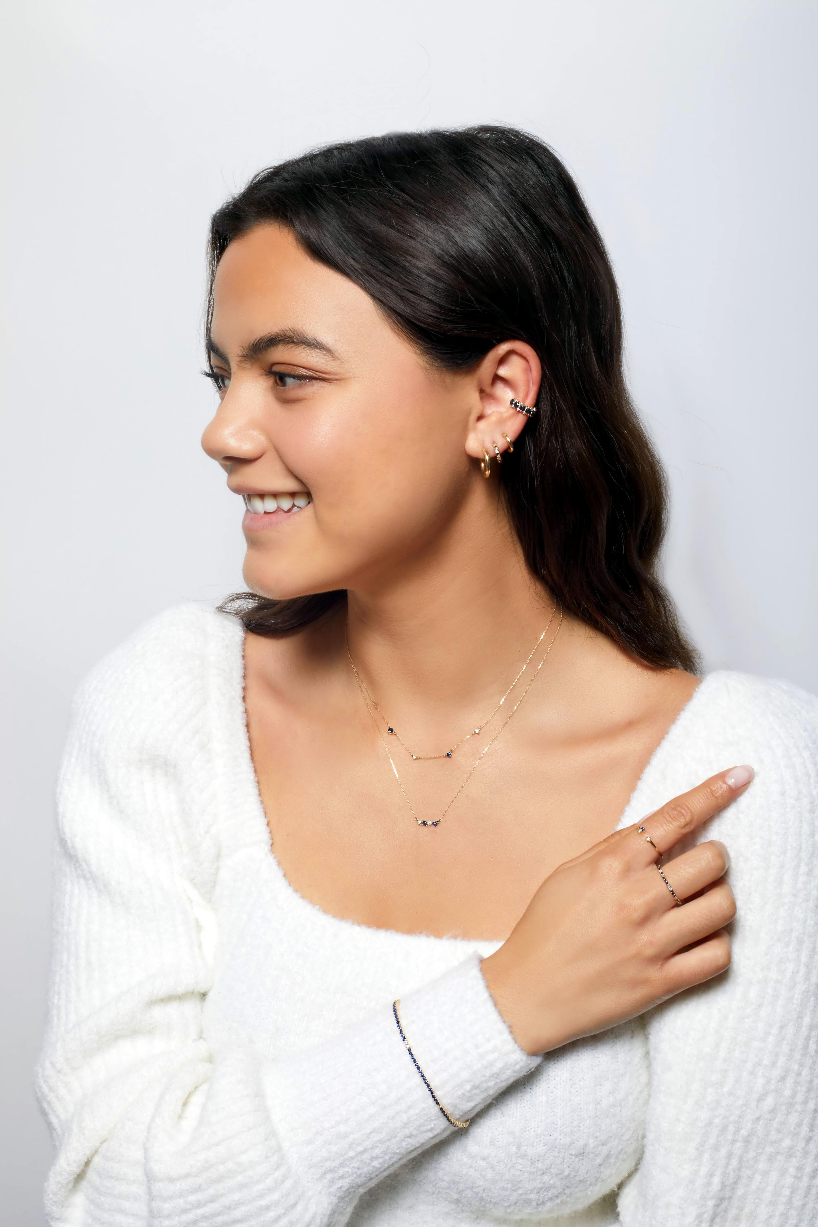 Verstreute Halskette von Adina Reyter Diana Saphir + Diamant für Damen oder Herren