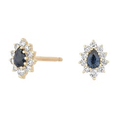 Adina Reyter Diana Sapphire + Diamond Teardrop Posts