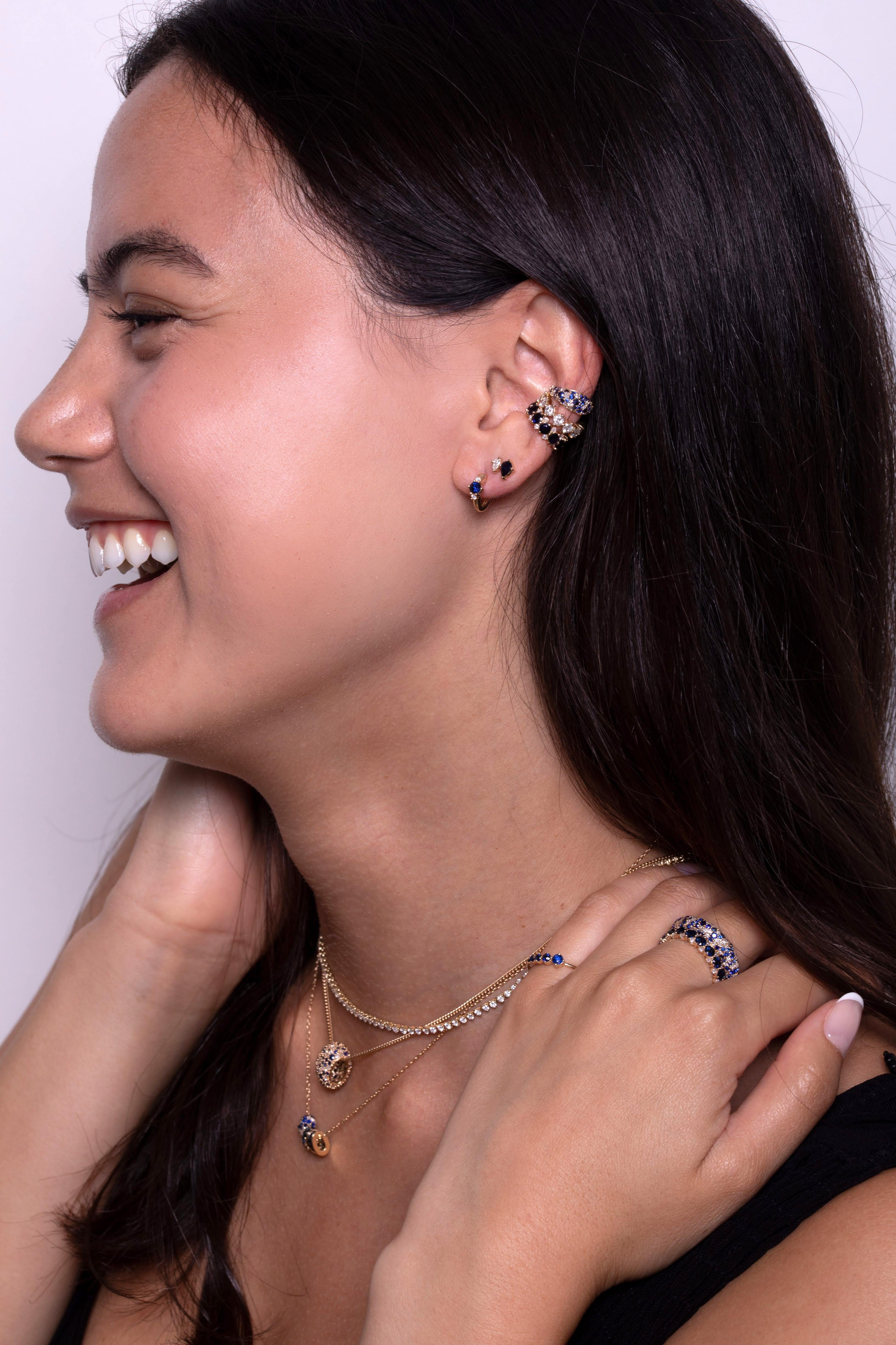 Adina Reyter Night Sky Pave Saphir + Diamant Dome Ohrmanschette im Zustand „Neu“ in Sherman Oaks, CA