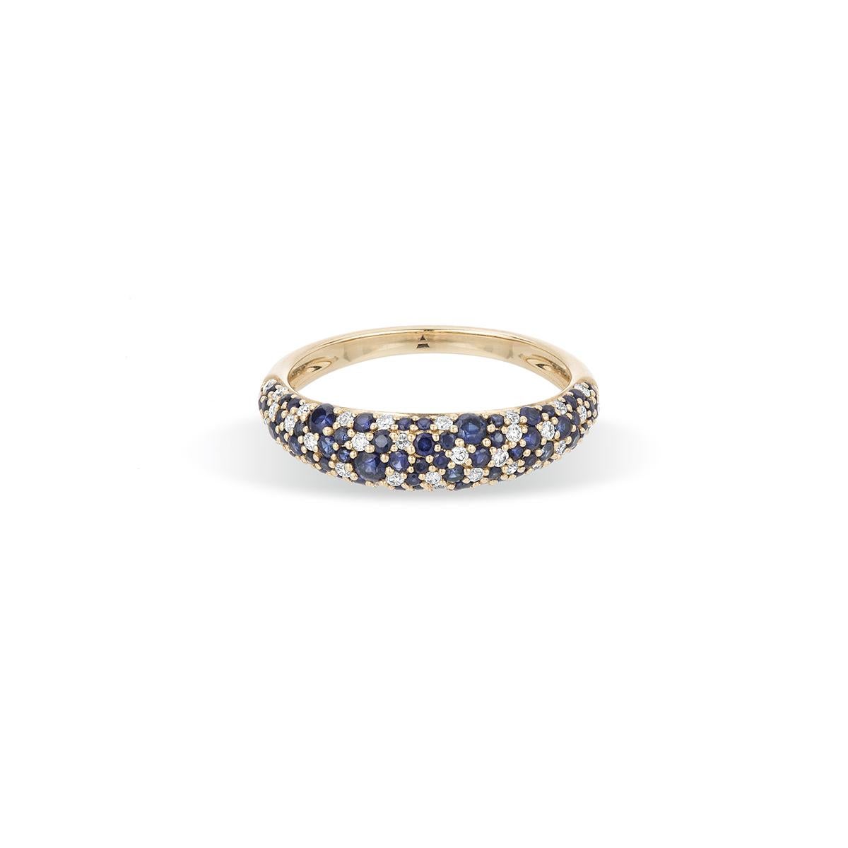 Adina Reyter Night Sky Pave Sapphire + Diamond Dome Ring Size 5 - Y14

14k yellow gold dome band ring with hand-set pavé diamonds and sapphires. Ring measures approximately 4.5mm at the widest point. 

Total Diamond Carat Weight: 0.16 Ct. / Total
