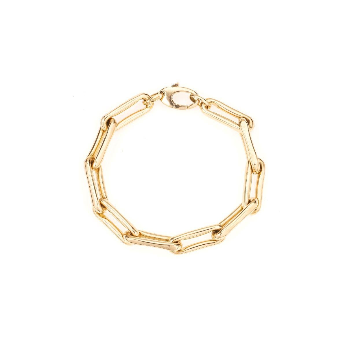 14K yellow gold one of a kind bamboo heavy chain bracelet. 

Measurements