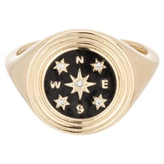 Adina Reyter One of a Kind Compass Ceramic + Diamond Signet Ring - Y14, Size 6