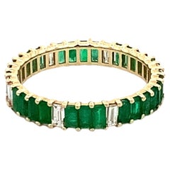 Adina Reyter One of a Kind Diamond + Emerald Baguette Eternity Ring