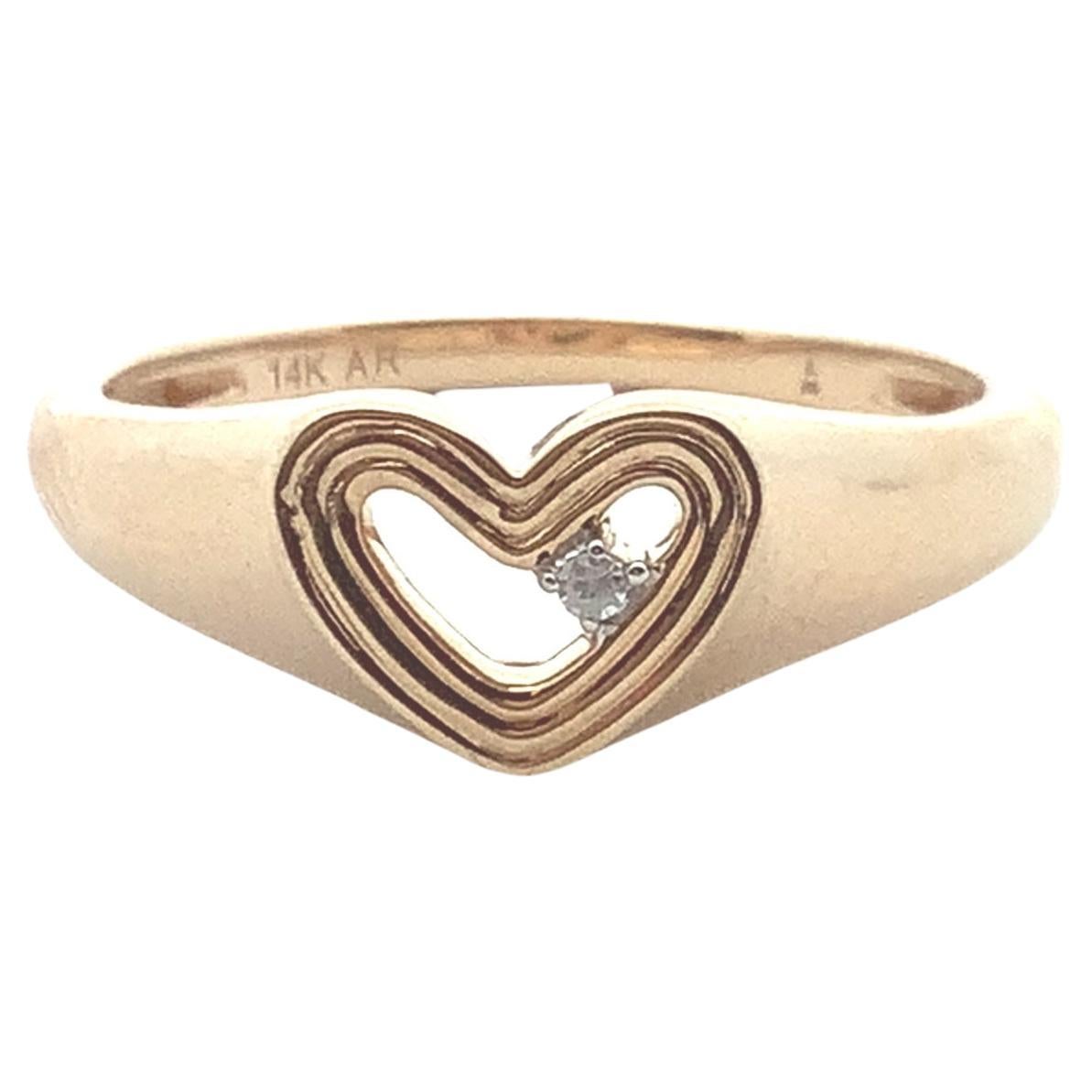 Adina Reyter One of a Kind Groovy Heart Signet Ring For Sale