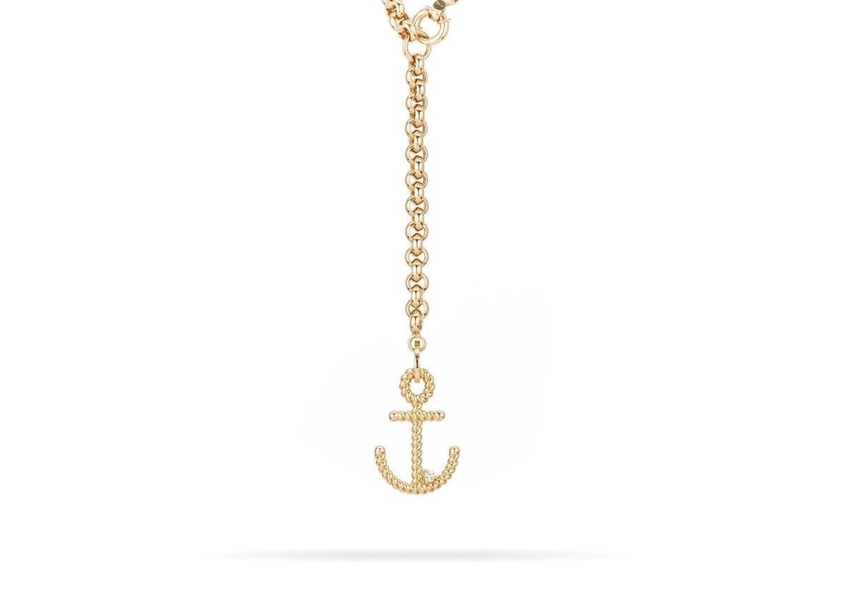 Adina Reyter One of a Kind Large Diamond Anchor Rolo Lariat Necklace In New Condition For Sale In Sherman Oaks, CA