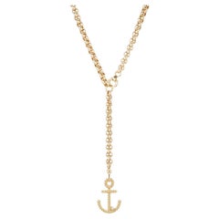 Adina Reyter One of a Kind Large Diamond Anchor Rolo Lariat Necklace