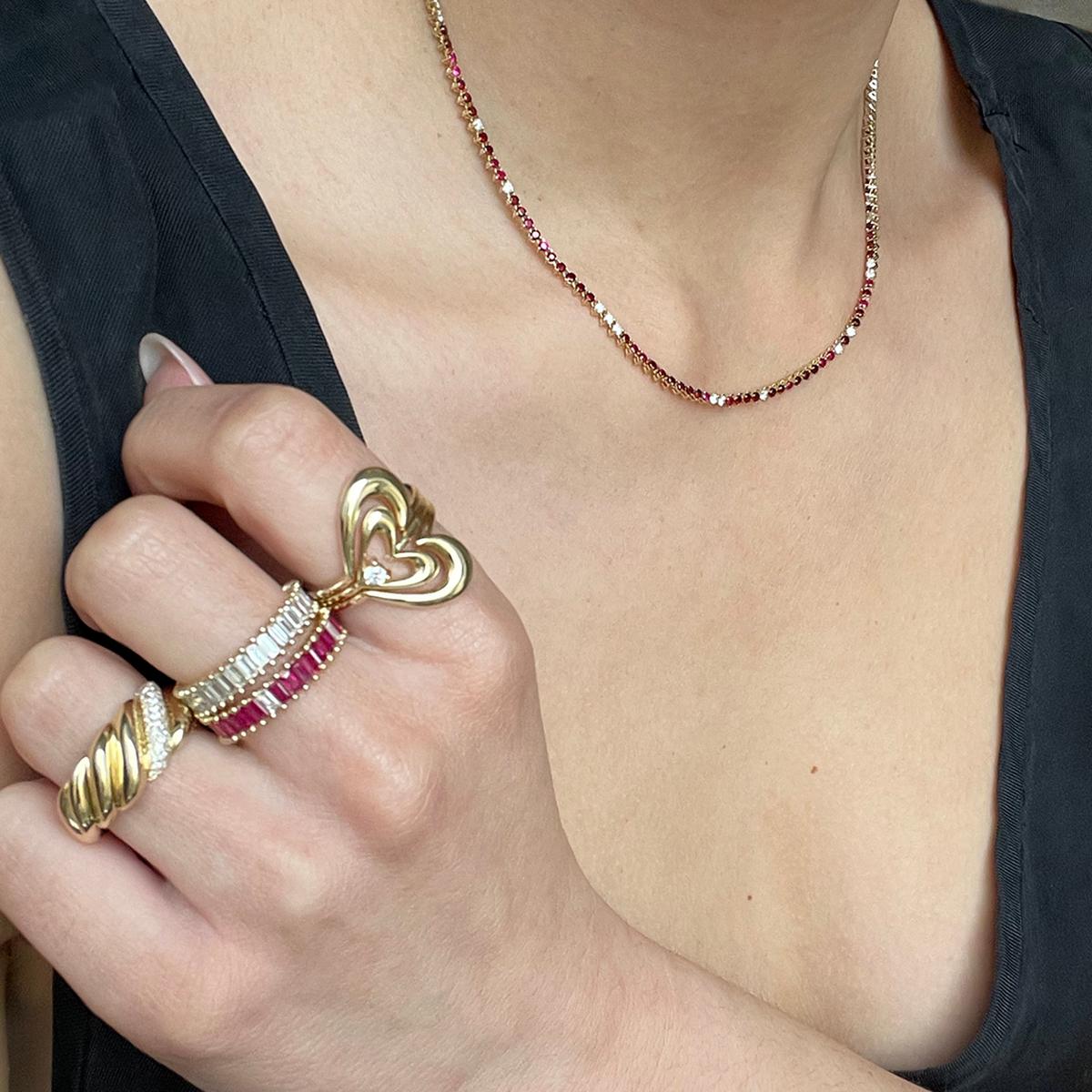 Adina Reyter One of a Kind Large Pavé Lasso Dome Ring - Y14, Größe 7 2