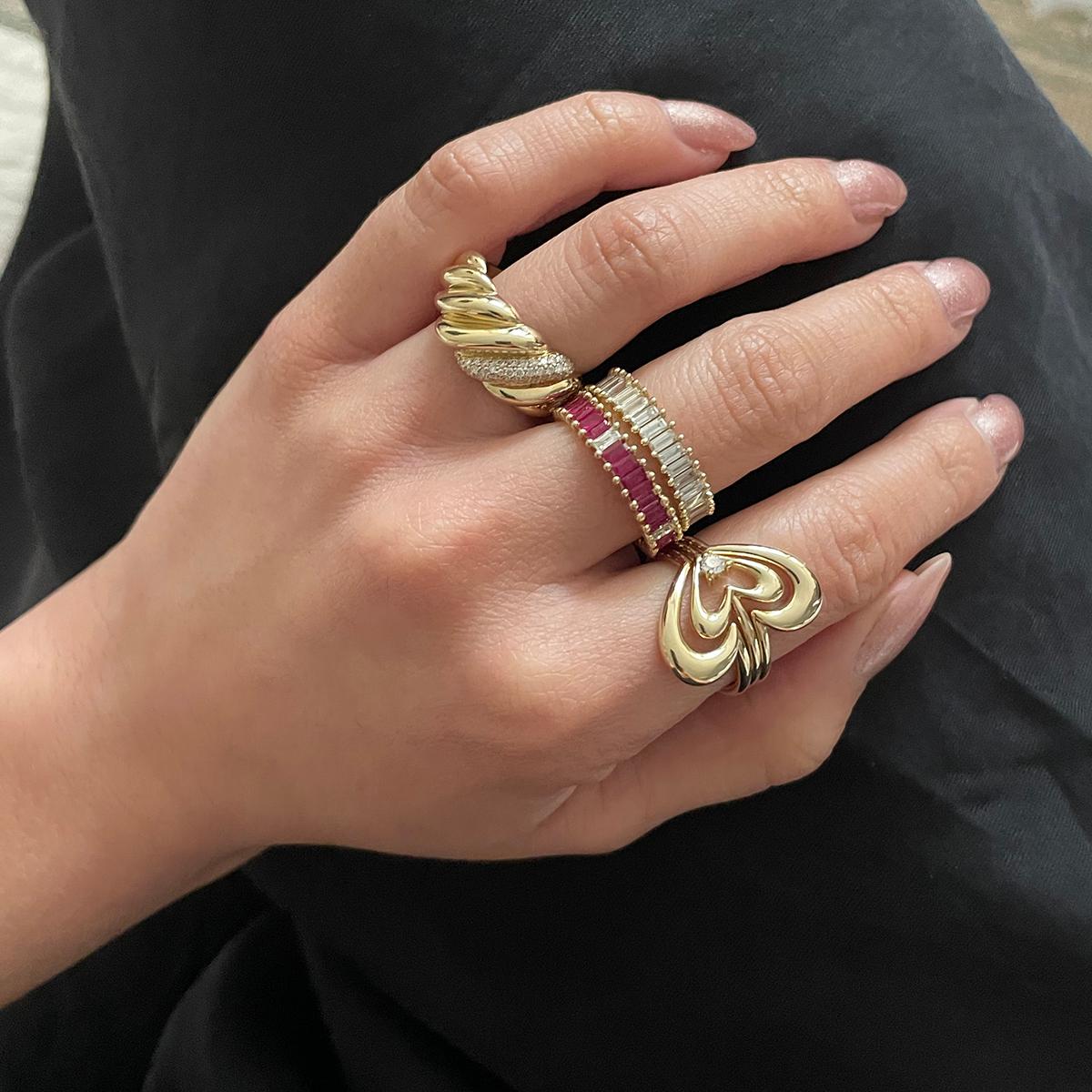 Adina Reyter One of a Kind Large Pavé Lasso Dome Ring - Y14, Größe 7 3