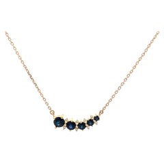 One of a Kind Large Sapphire + Diamond Curve Necklace, Y14
