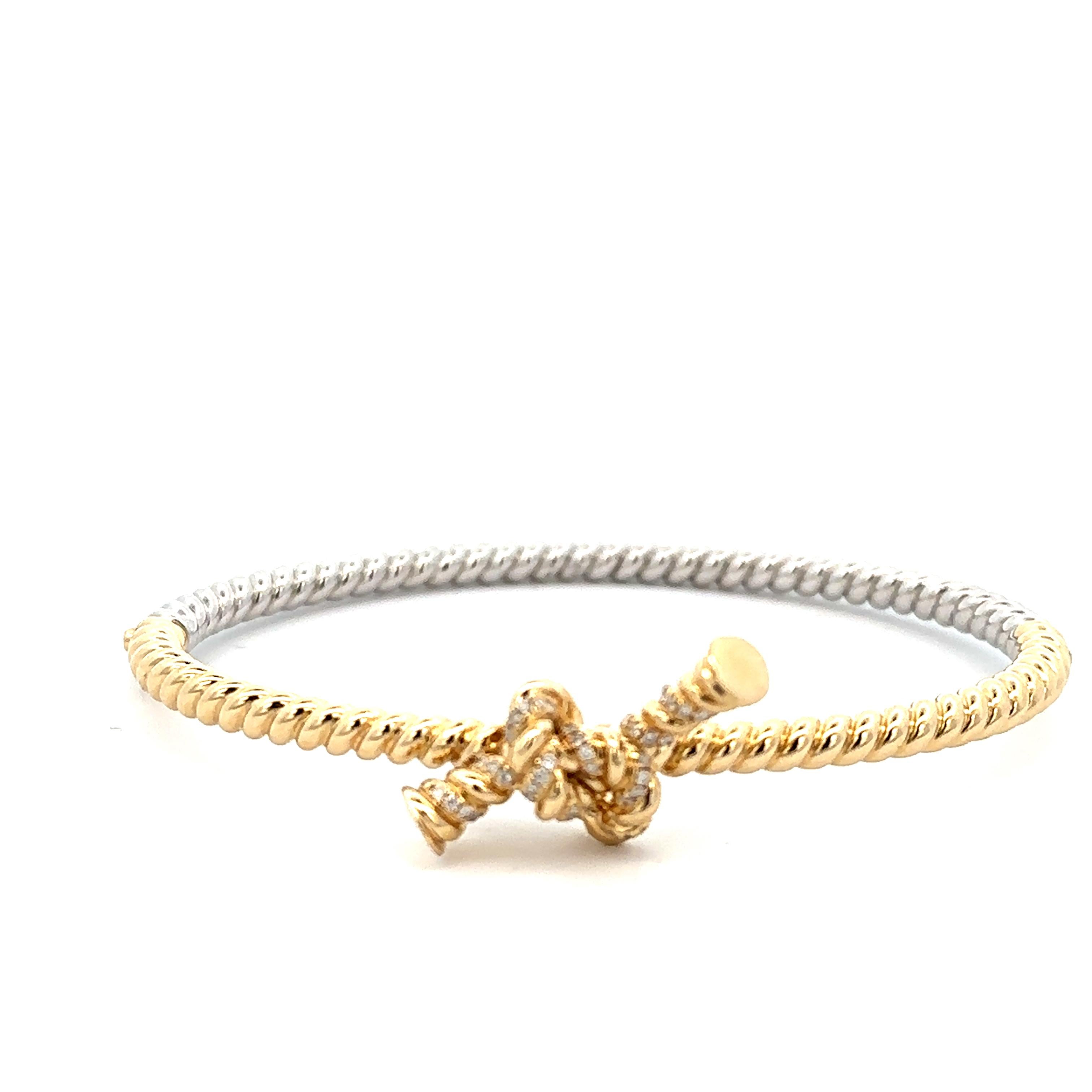 Adina Reyter One of a Kind Pavé Rope Knot Bangle Bracelet Neuf - En vente à Sherman Oaks, CA