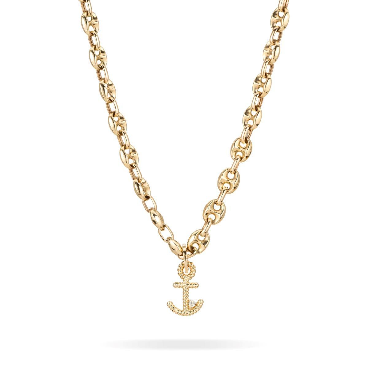 Adina Reyter One of a Kind Small Diamond Anchor Mariner Necklace - Y14

14K yellow gold larger mariner chain link necklace with a small diamond anchor charm.

Measurement:  anchor is 21 mm x 14 mm, mariner chain is 16