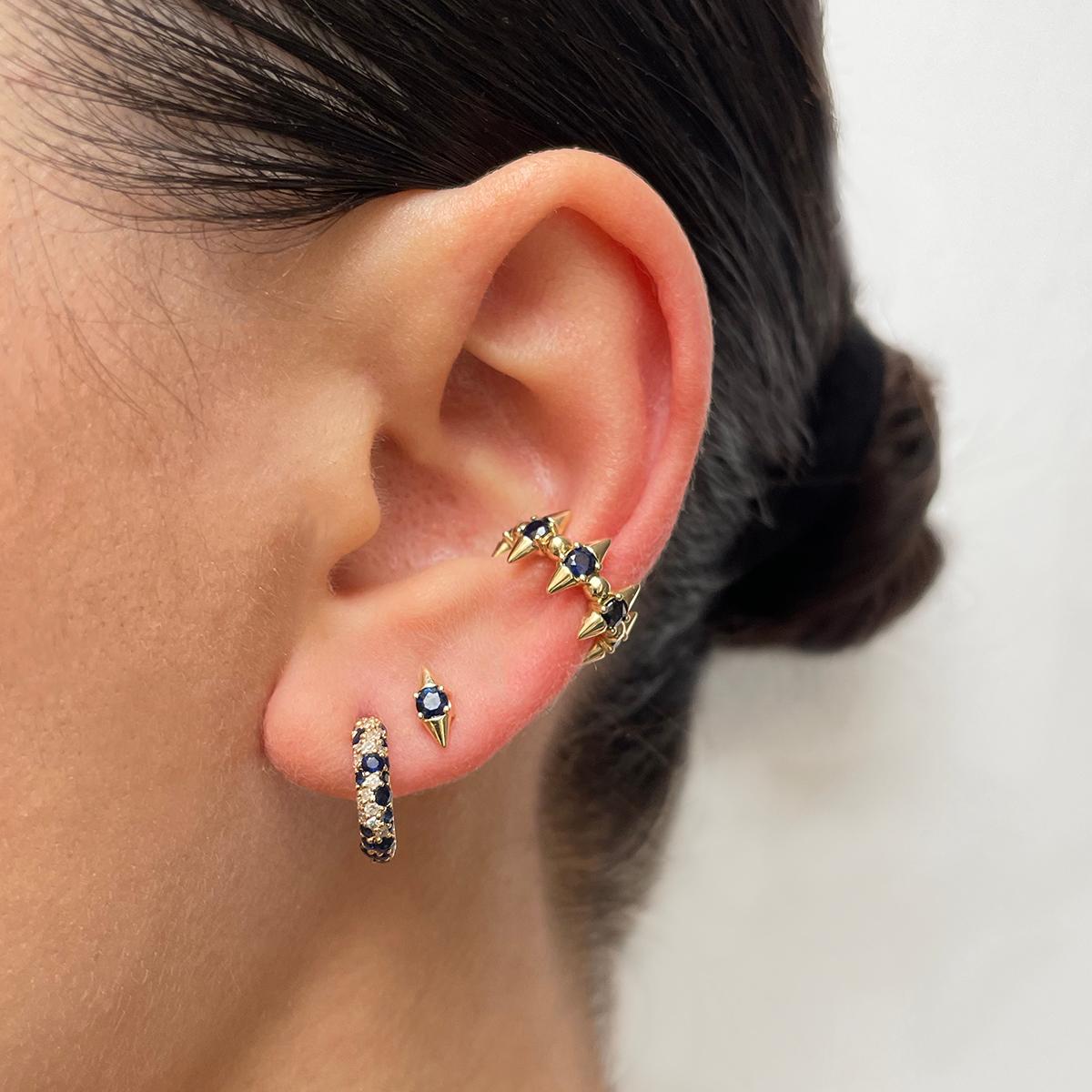 Adina Reyter One of a Kind Thick London Sapphire Spike Ear Cuff In New Condition In Sherman Oaks, CA