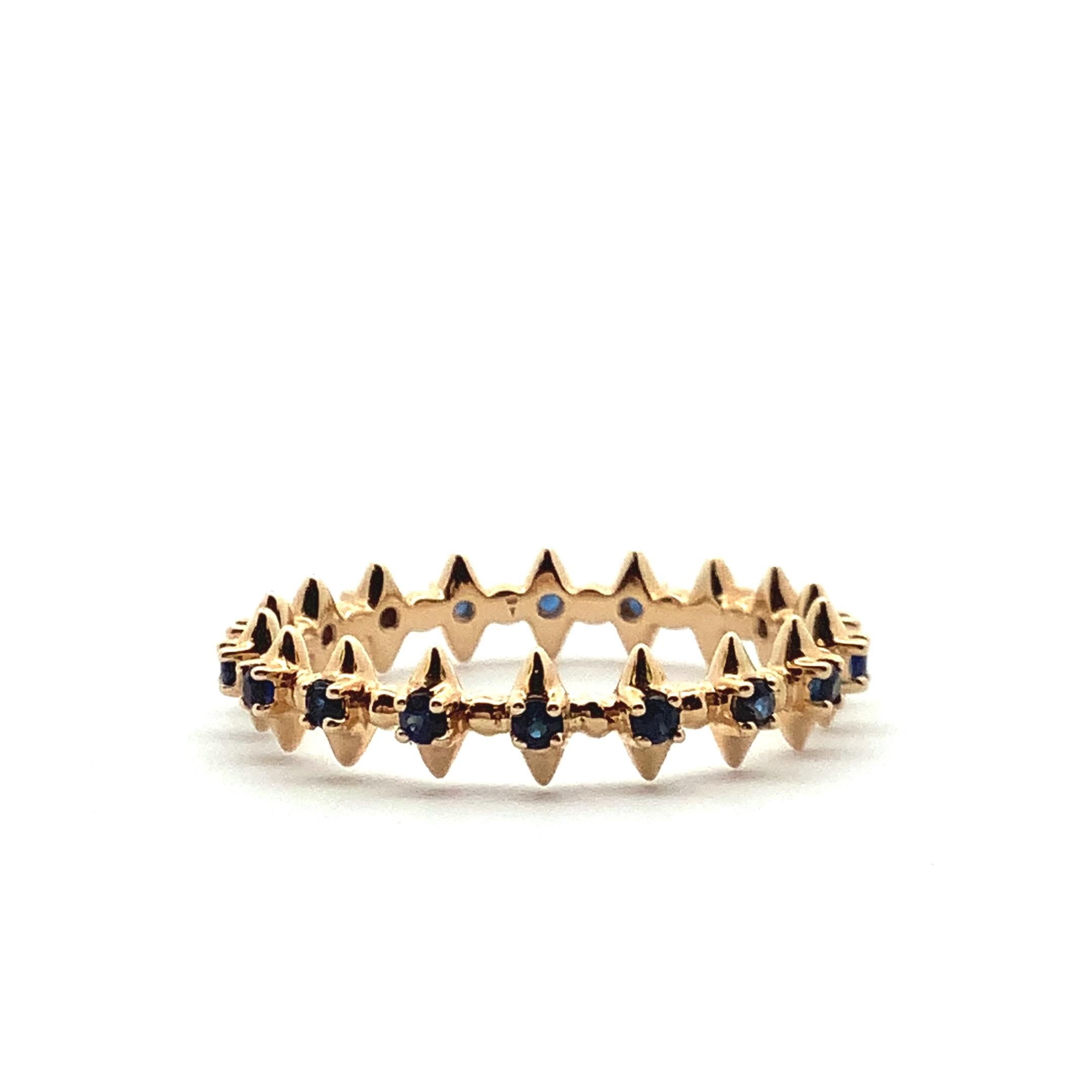 Adina Reyter One of a Kind Thin Spike Sapphire Ring - Y14, Size 6

14k yellow gold eternity ring with sapphires and spikes.

Band measures approximately 4 mm at the widest.

Total Sapphire Carat Weight: 0.32 gtc

