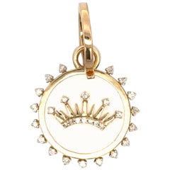 Adina Reyter One of a Kind White Ceramic + Diamond Crown Hinged Charm - Y14