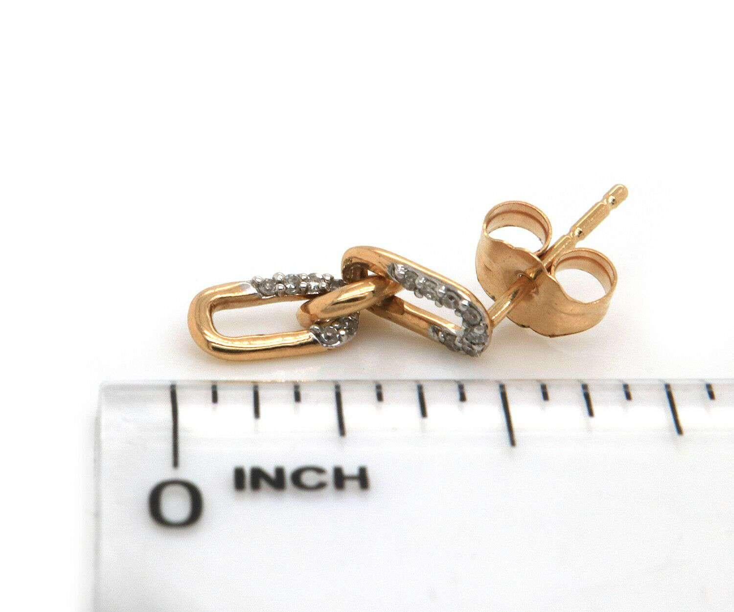 Round Cut Adina Reyter Pave Interlocking Link Stud Earrings in 14K Yellow Gold For Sale