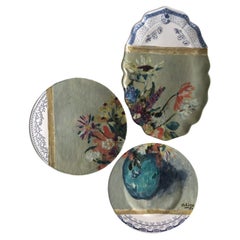 Installazione artistica a parete di piatti di ceramica fatti a mano - "Adine"