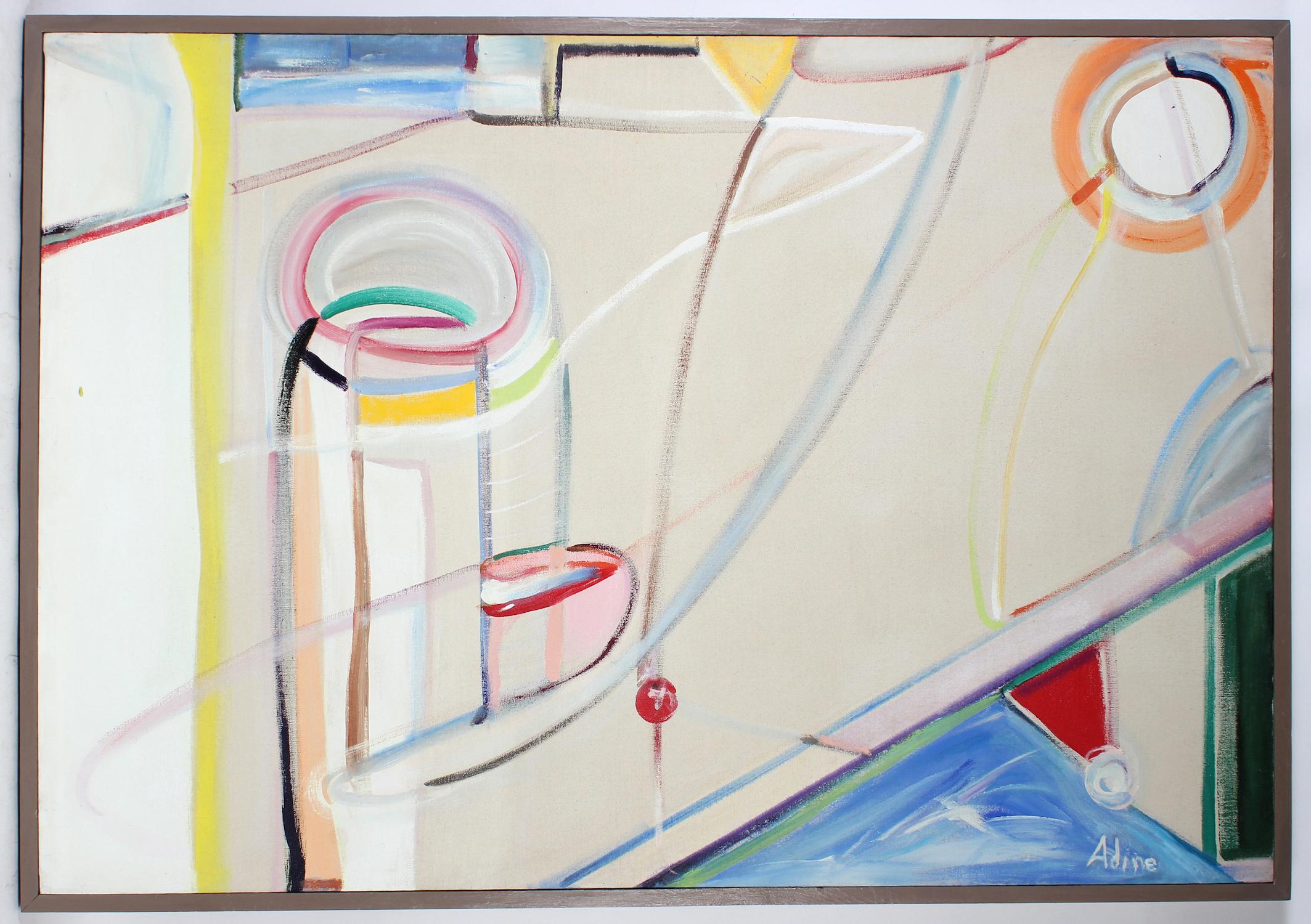 Adine Stix Abstract Painting - "Harbor", 1980, Large Colorful Abstract Expressionist Oil on Canvas Painting