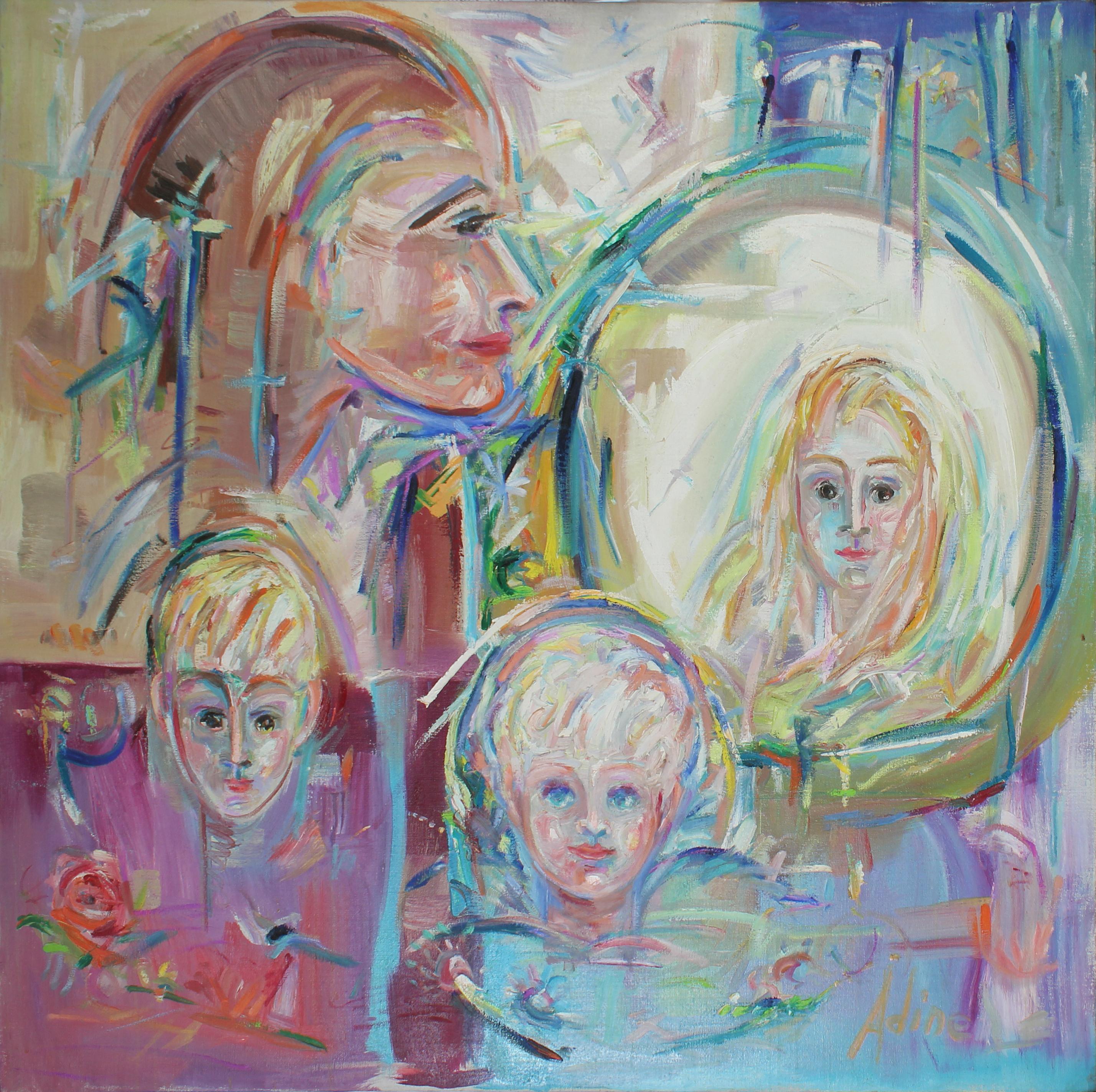 Adine Stix Large Colorful Abstract Expressionist Oil Painting With 