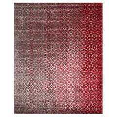 ADIRA Hand Knotted Contemporary Silk Rug in Red, Blue & Gold Colours by Hands
