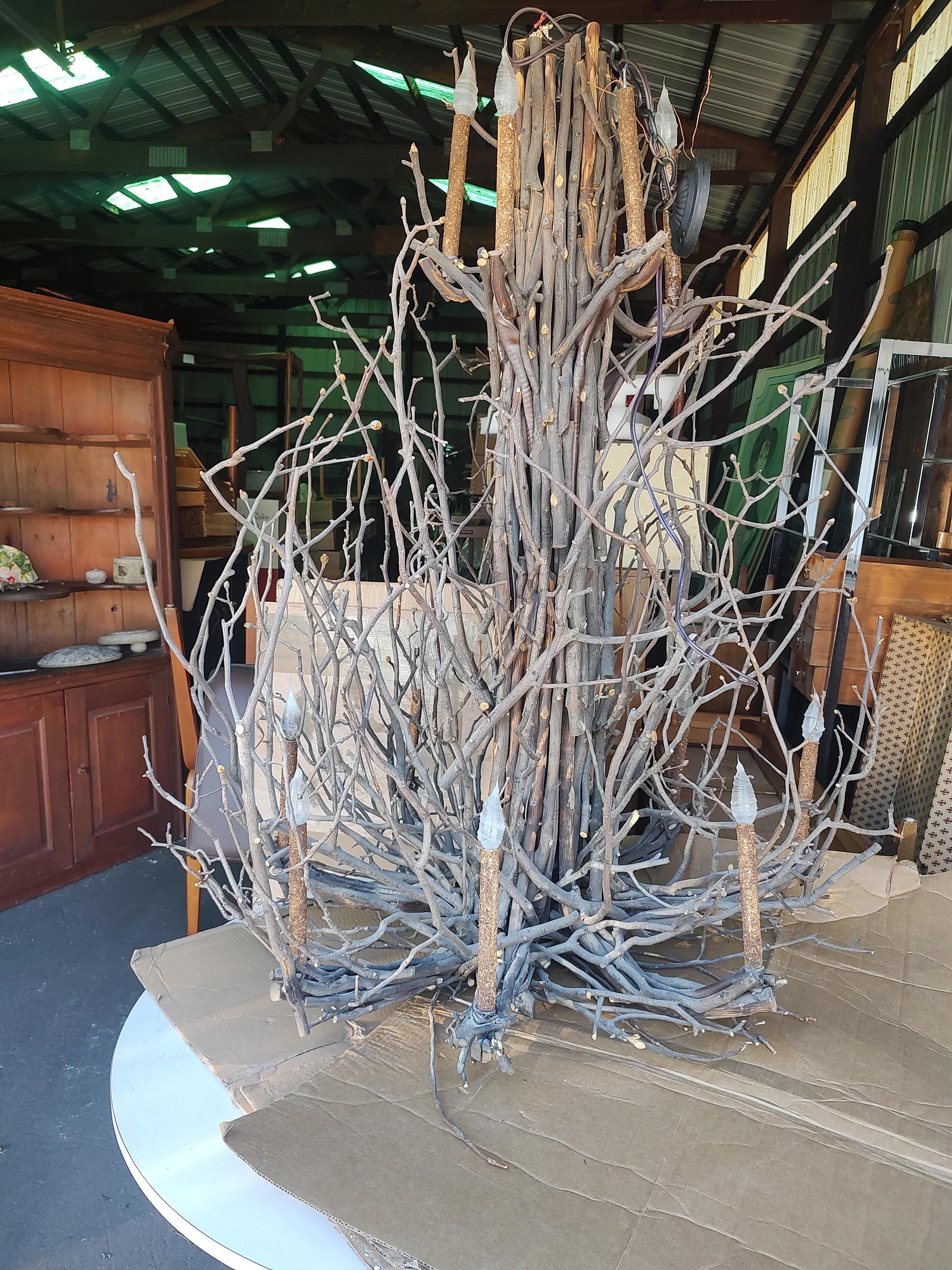 Adirondack Arts & Crafts Bent Twig 14 Arm Chandelier 3 Available  For Sale 6