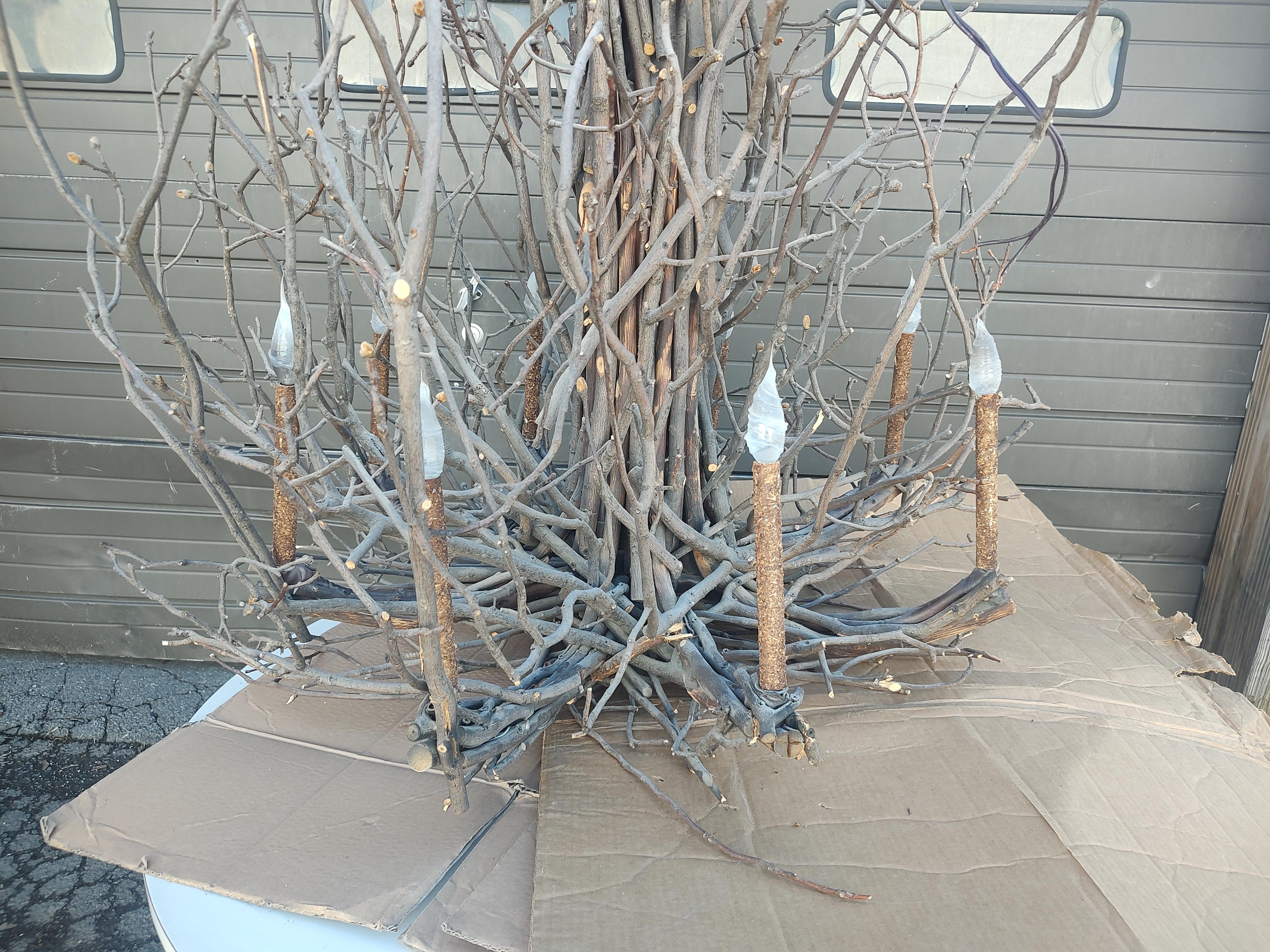 Adirondack Arts & Crafts Bent Twig 14 Arm Chandelier 3 Available  For Sale 7