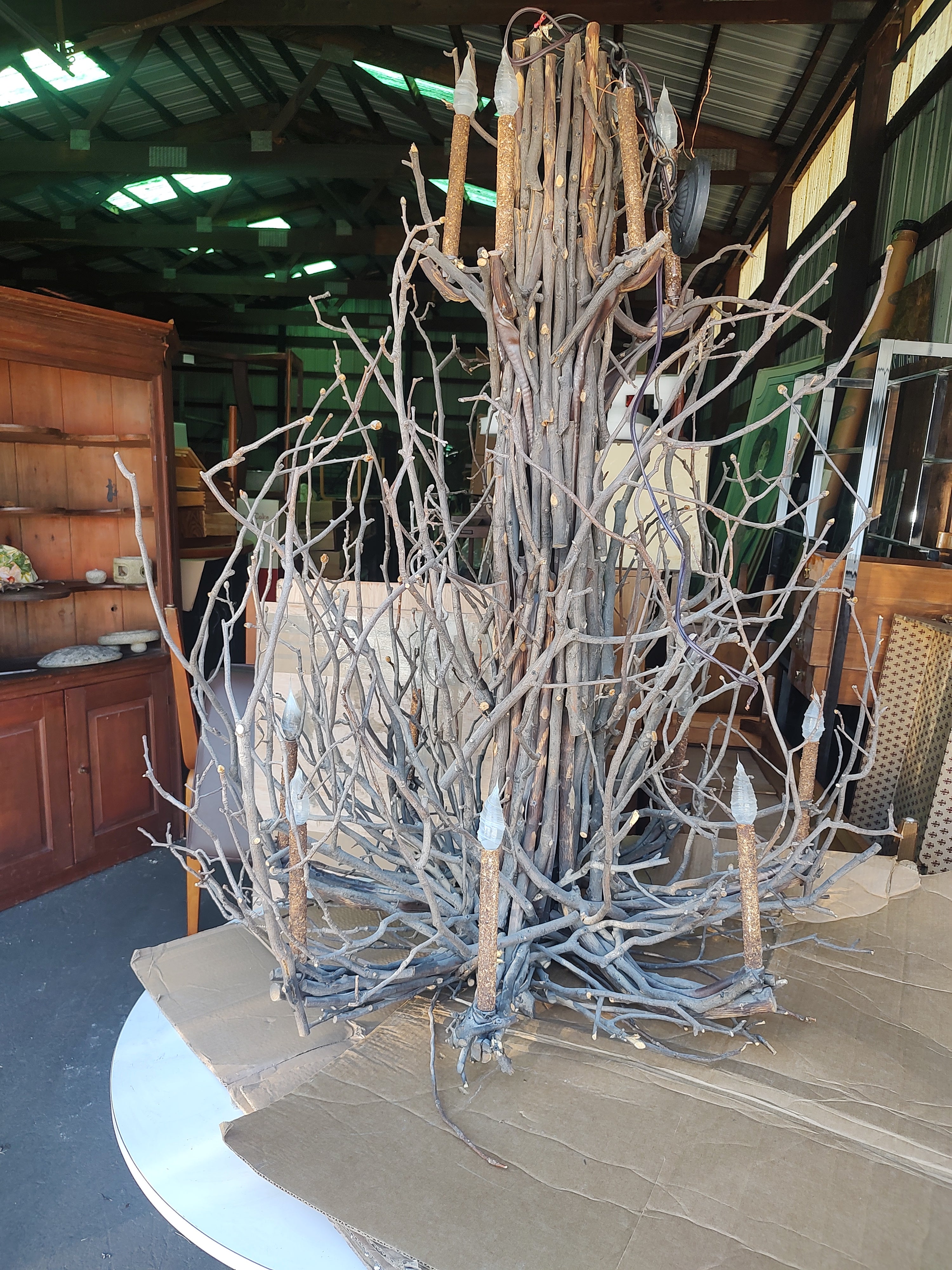 Adirondack Arts & Crafts Bent Twig 14 Arm Chandelier 3 Available  For Sale 2