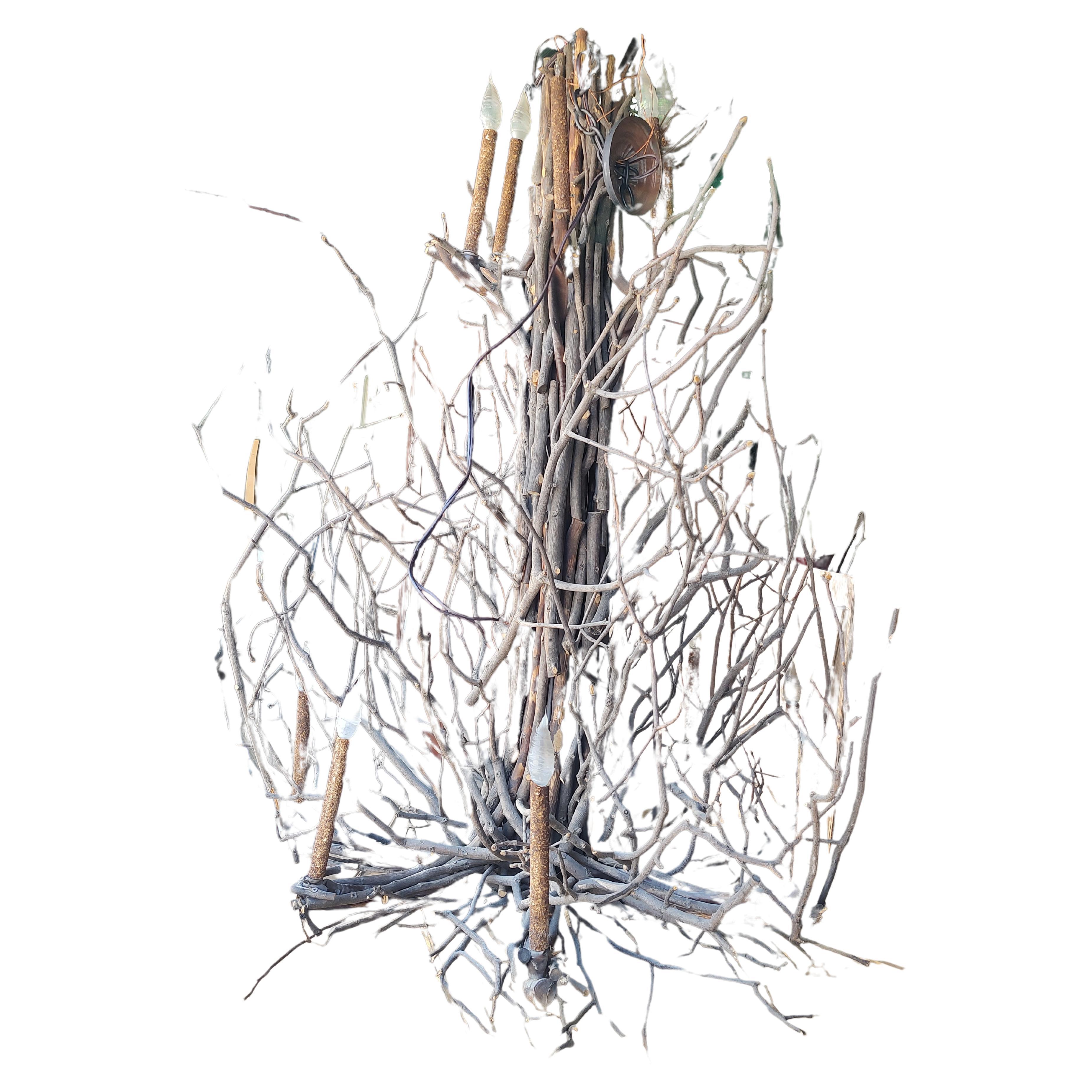 Adirondack Arts & Crafts Bent Twig 14 Arm Chandelier 3 Available  For Sale