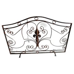 Adirondack Arts & Crafts Style Hand Wrought Iron Fireplace Screen C1975