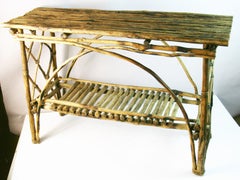 Antique Adirondack Bent Twig Console Table, Primitive Design, 1940