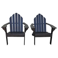 Adirondack Chairs in Black Paint / Pair
