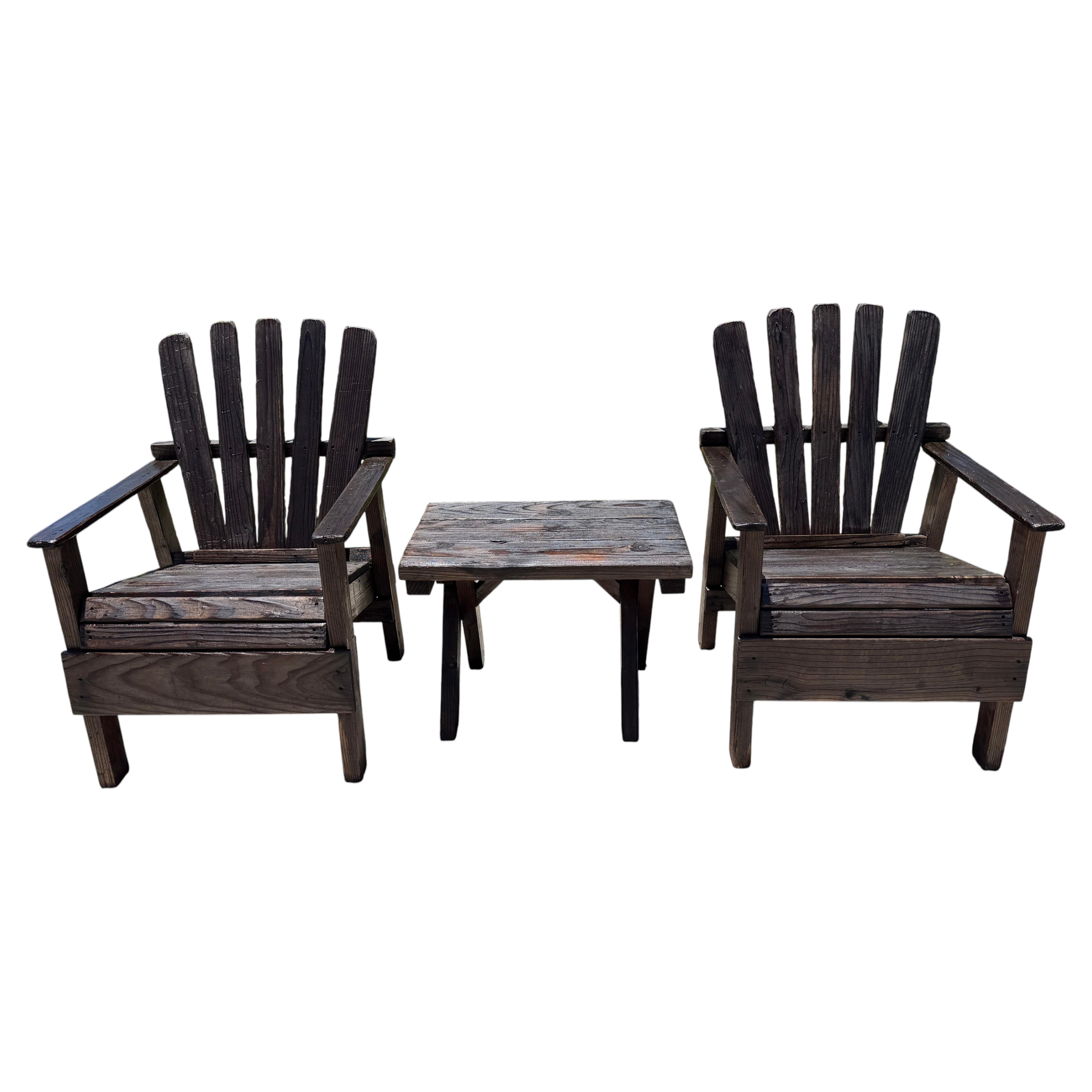 Adirondack Chairs & Table -Three Piece Set For Sale