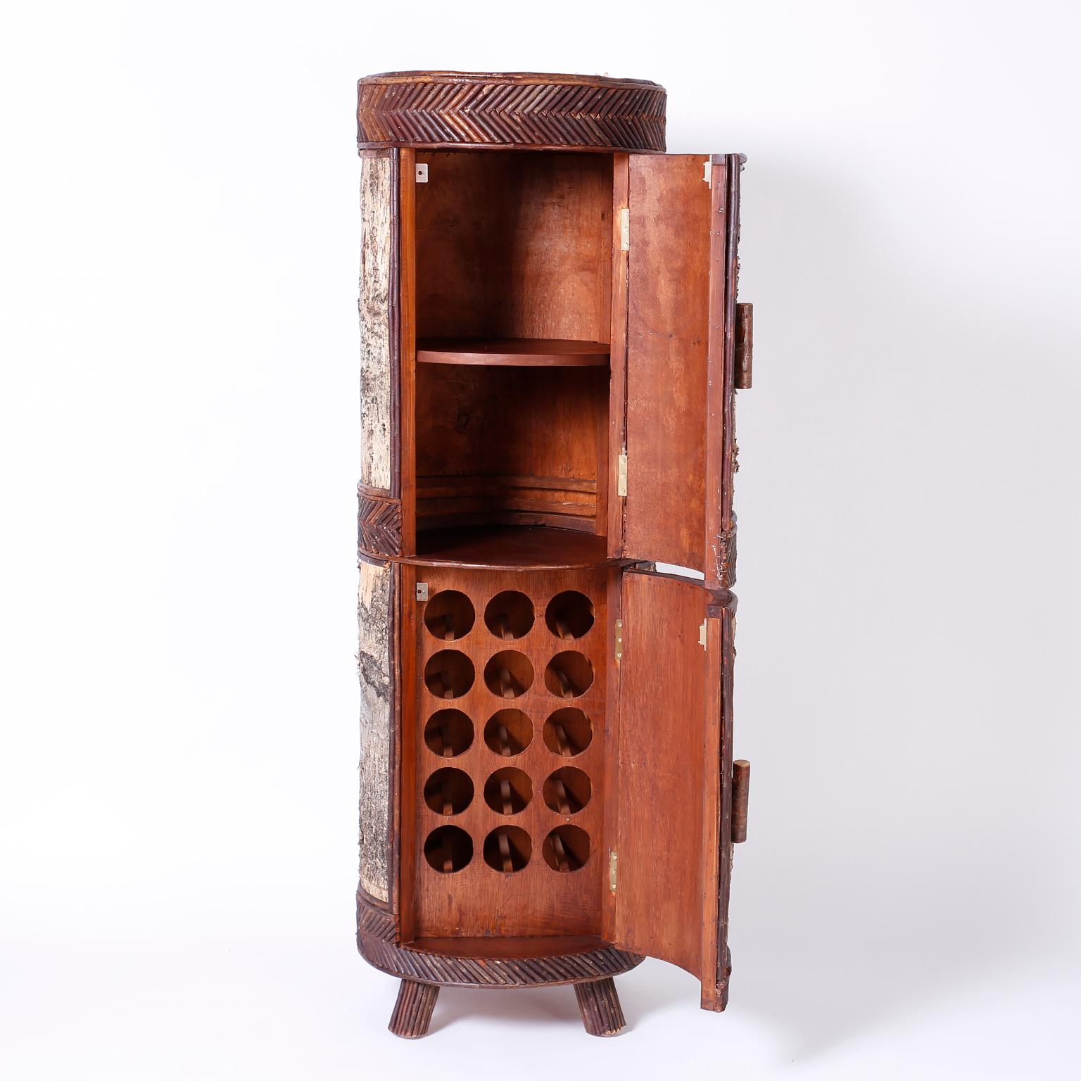 20th Century Adirondack Cylindrical Bar Cabinet For Sale