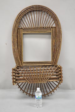 Adirondack Folk Art Large Twig Branch Wall Shelf Planter Pocket Mirror Art Frame