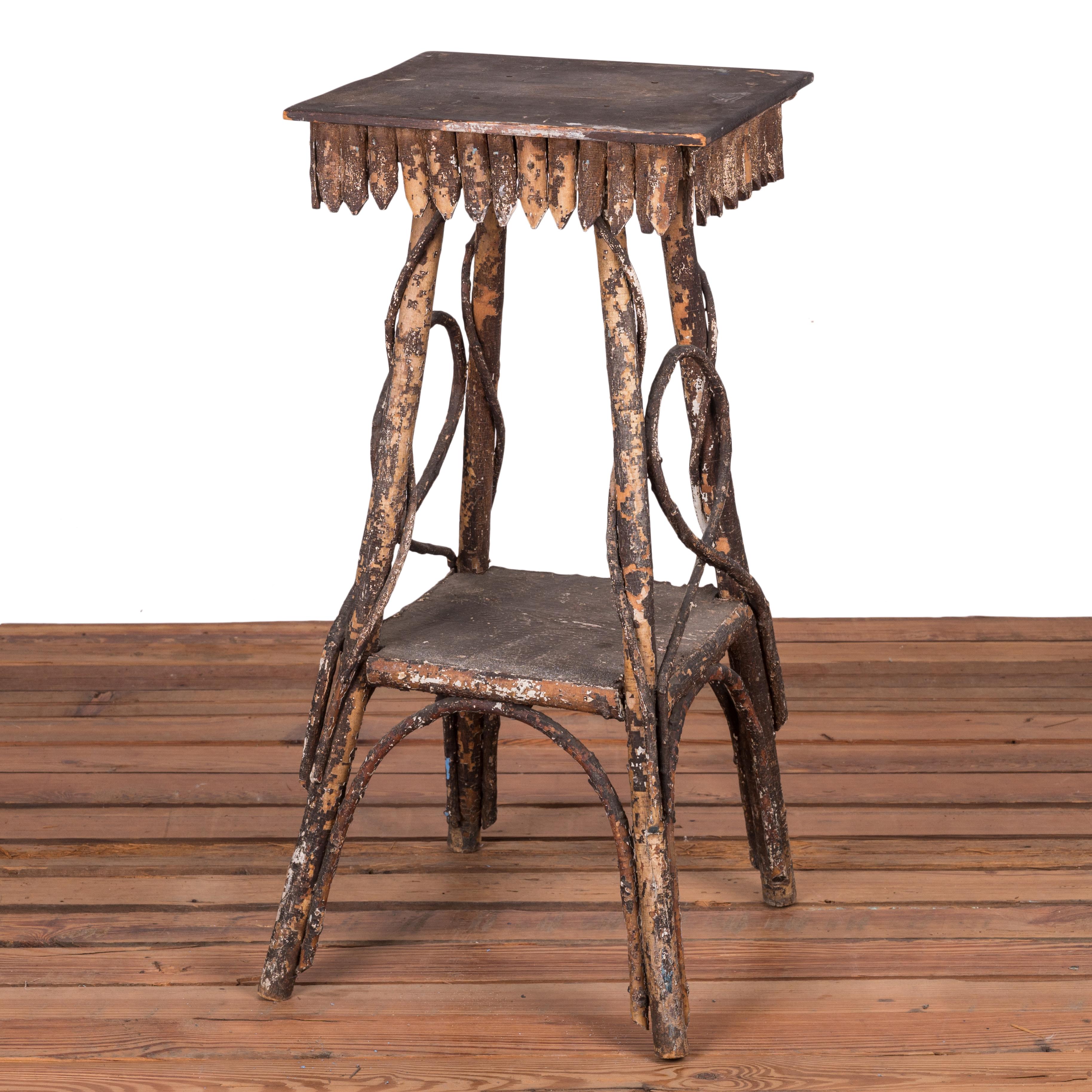 Adirondack Folk Art Twig Stand, c.1920s In Fair Condition For Sale In Savannah, GA